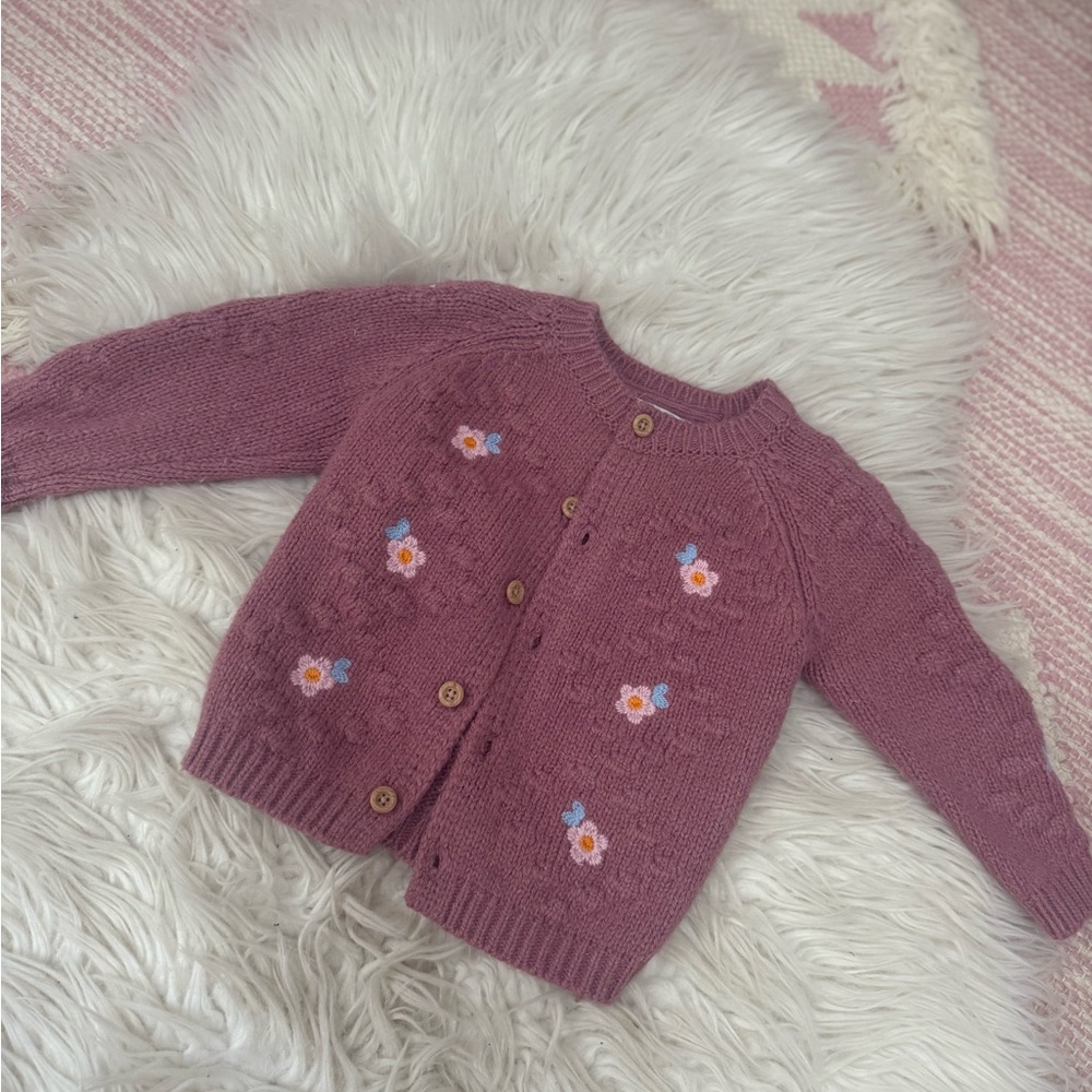 Primark Purple Kids Cardigan with Floral Design